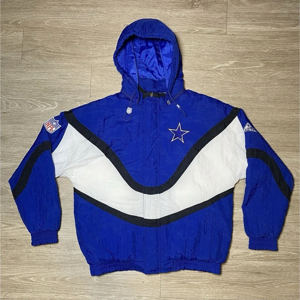 Vintage 90's Apex One Pro Line Dallas Cowboys NFL Zip-Up Jacket Men Size MEDIUM